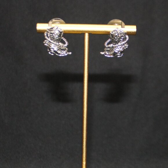 Silver Tone Cowboy Boot Stud Earrings - Picture 3 of 7
